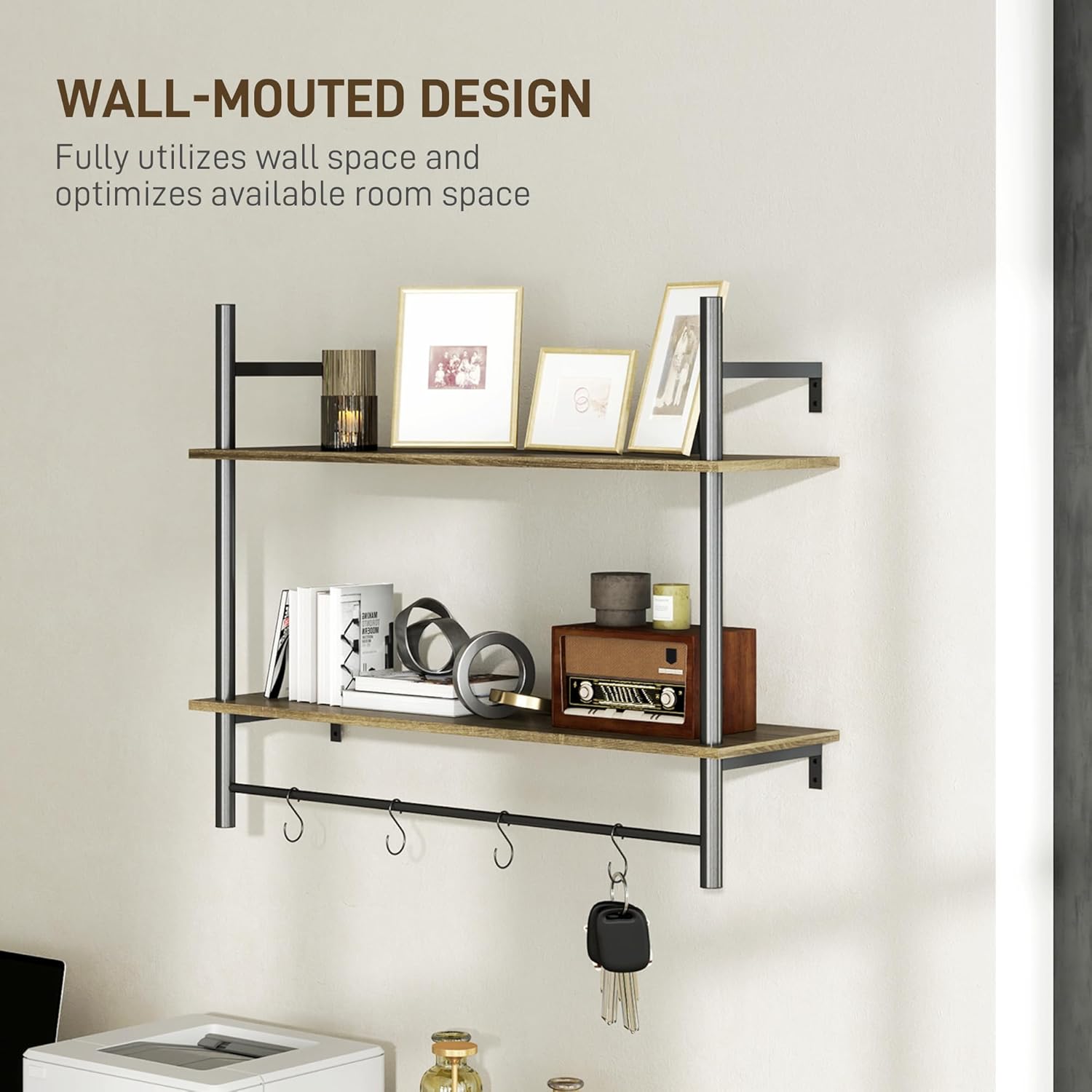 HOMCOM Floating Shelf mounted on a wall, optimizing space