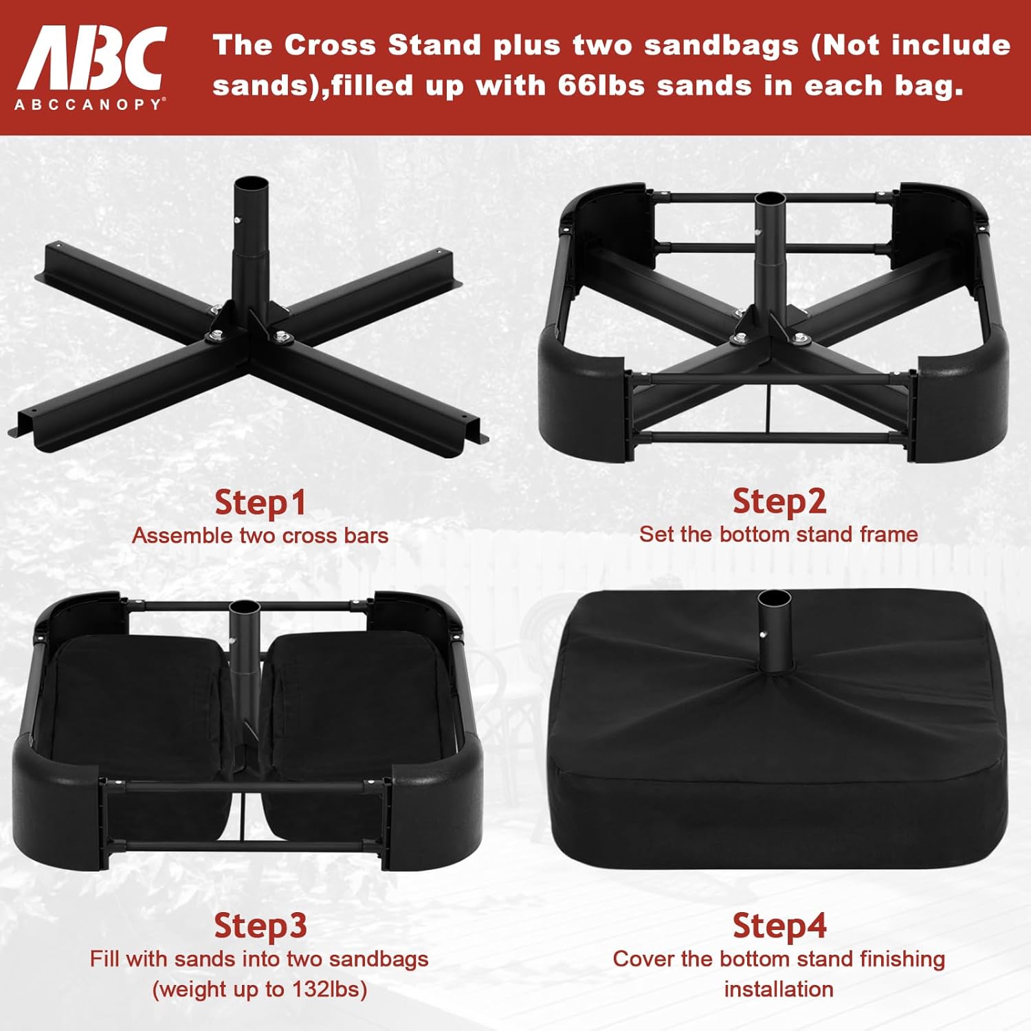 ABCCANOPY 15ft Umbrella Outdoor Patio Solar Lights with Base, Outdoor Double-Sided Rectangle Umbrella for Poolside, Lawn, Backyard (Light Gray) - Image 6