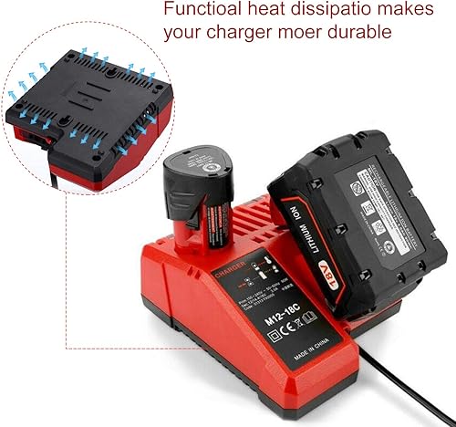 Miniatura 5 de Cargador rápido M12 y M18 de repuesto para Milwaukee 12V-18V XC de iones de litio de herramientas de batería