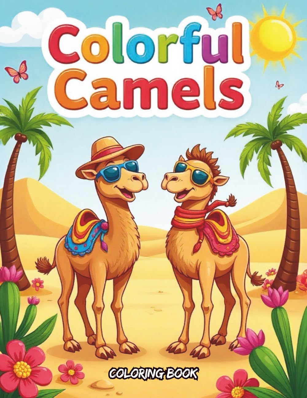 Colorful Camels:: A Fun Camel Coloring Book with 32 Cute Desert Scenes for Kids Ages 3–8