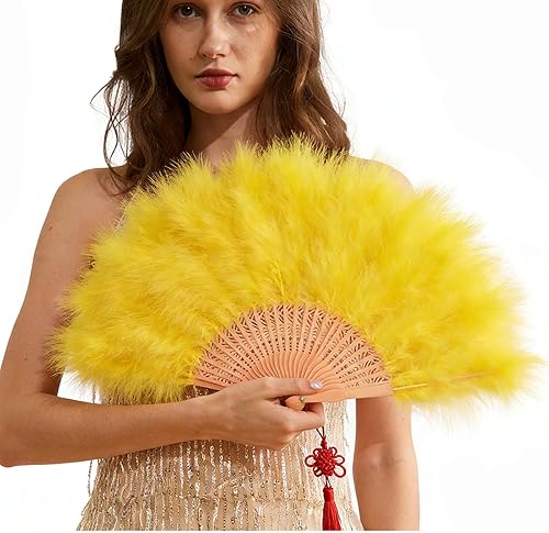 Miniatura 15 de Happy Feather Abanico de mano con plumas de marabú, estilo vintage de los años 1920, para disfraz y baile - Azul Ácido Azul