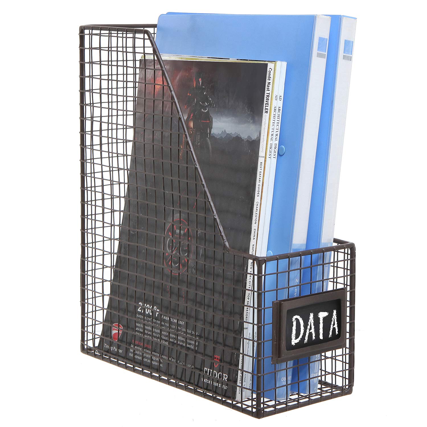 Amazon.com: MyGift Metal Wire Magazine Holder in Rustic Brown