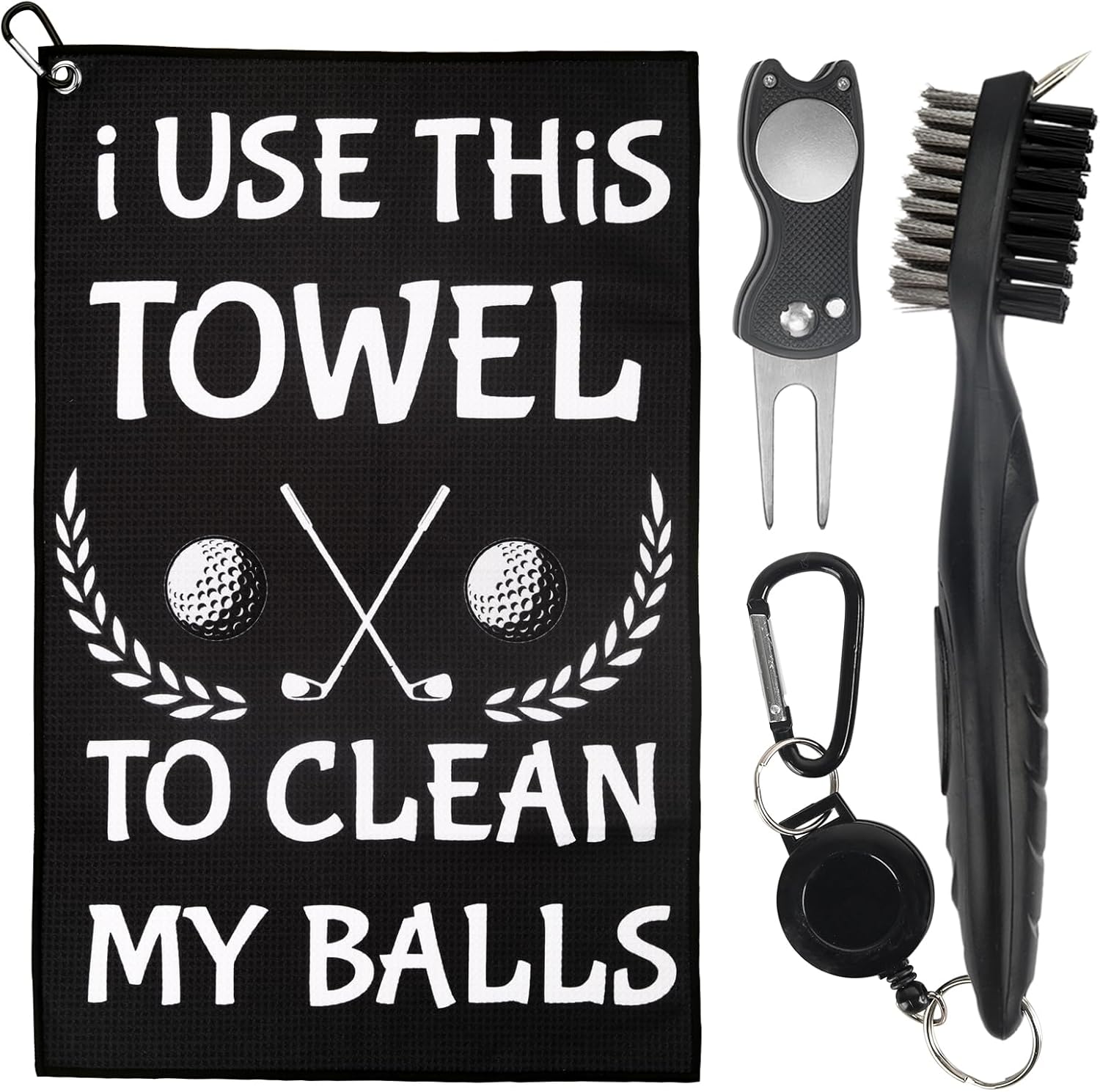 TRINKA Funny Golf Towel with Clip includes Club Brush