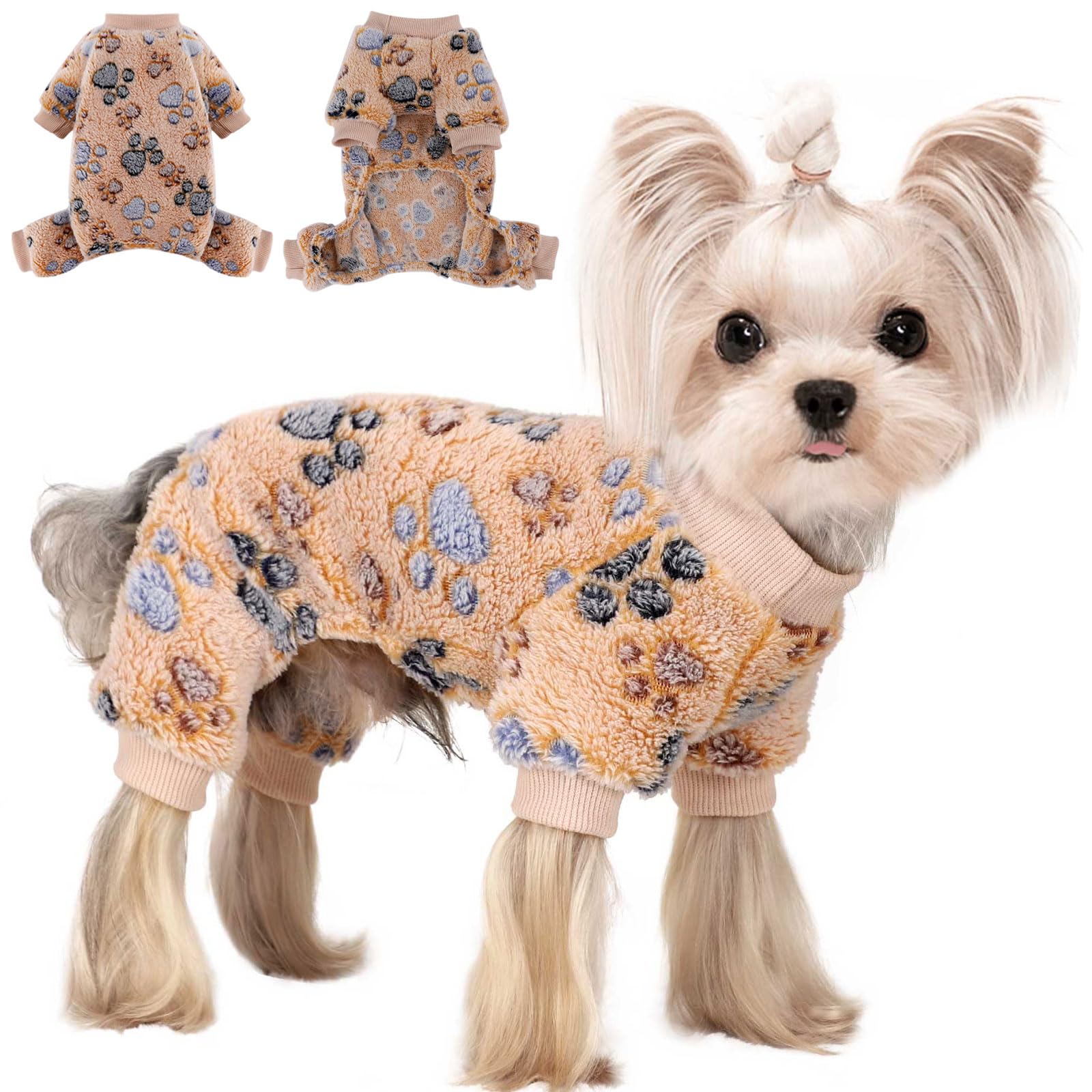 Dog Sweaters for Small Dogs Winter Pet Clothes Puppy Clothes Boy Girl Fleece Small Dog Pajamas Jumpsuits Doggie Outfits for Chihuahua Yorkie Cat