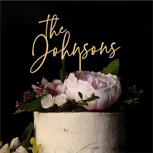 Miniatura 9 de Decoración para tartas de boda, señor y señora personalizada, apellido personalizado para ser novia y novio rama floral  Elegante decoración de