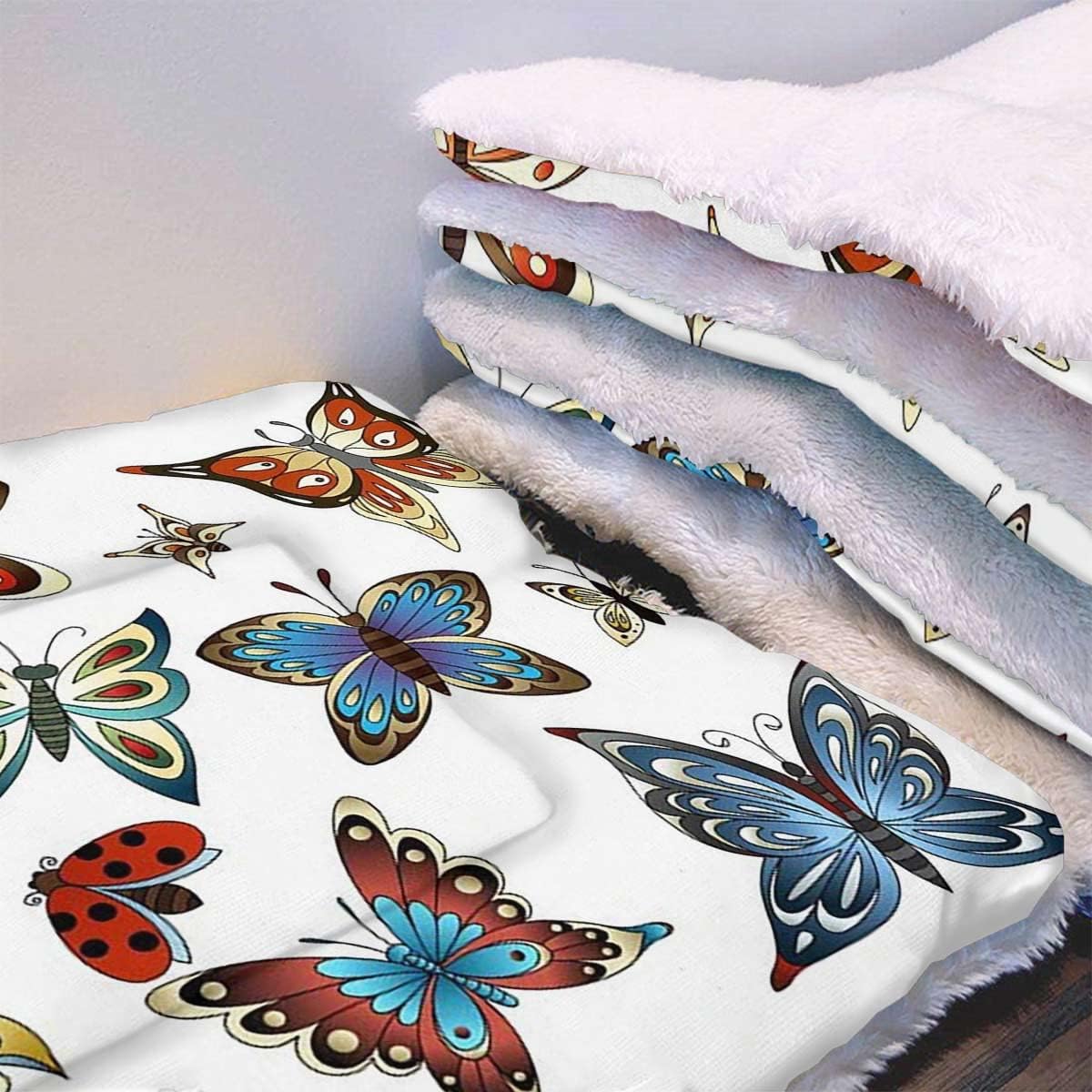 review Multicolor Thermal Pet Mat Bed Liner Butterfly Watercolor Style Spring Cozy Self Heating Warming Kitty Kitten Puppy Small Dog Bed Butterflies Abstract 25