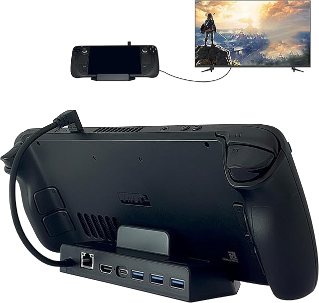 TV Docking Station for Steam Deck DOBEWINGDELOU 6 in 1 Hub Stand Dock with Gigabit Ethernet 4K HDMI 3 USB 3.0 Data Port USB-C PD Charging Accessories for Valve Steam Deck