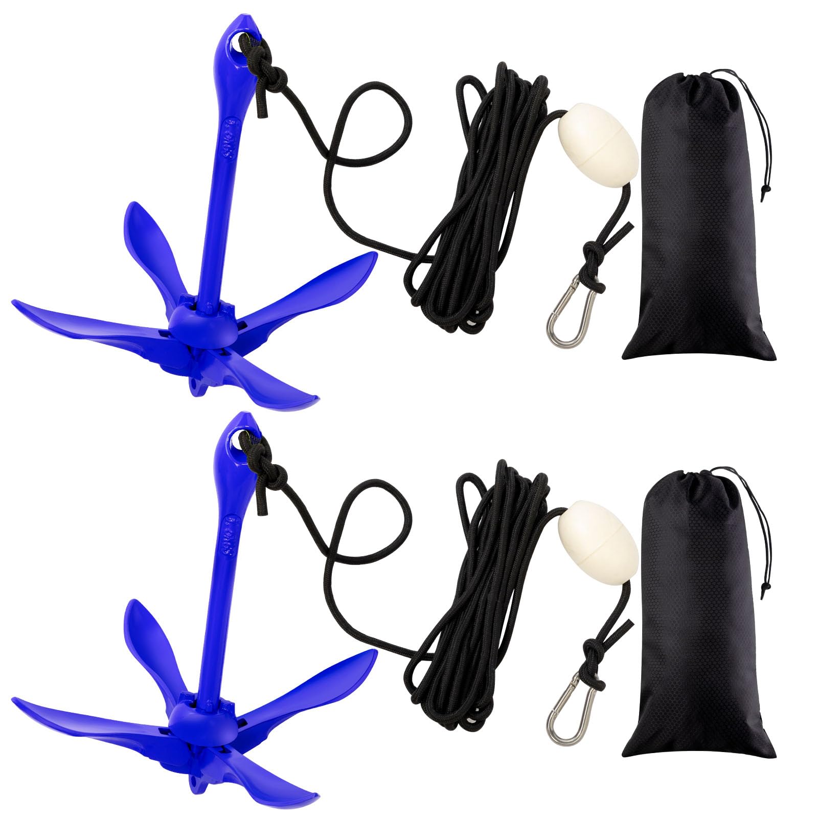 Lounsweer 2 Pack Marine Kayak Anchor Kit Grapnel Anchor Kit Folding Grapnel Anchor Boat Anchor with Foldable Claw Kayak Fishing Accessories for Small
