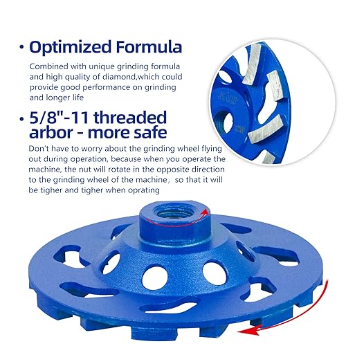 Miniatura 4 de SALI Muelas abrasivas de hormigón de 4.5 pulgadas, 3 piezas, 14 segmentos de diamante Turbo 5/8-11, muela abrasiva de diamante para pintura, epoxi,