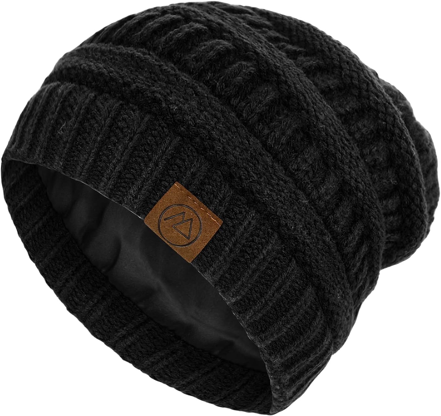 Satin Lined Beanie Women-Winter Hats for Women Silk Lined Slouchy Cute Beanie for Winter Warm Knit Ski Hat - Image 2