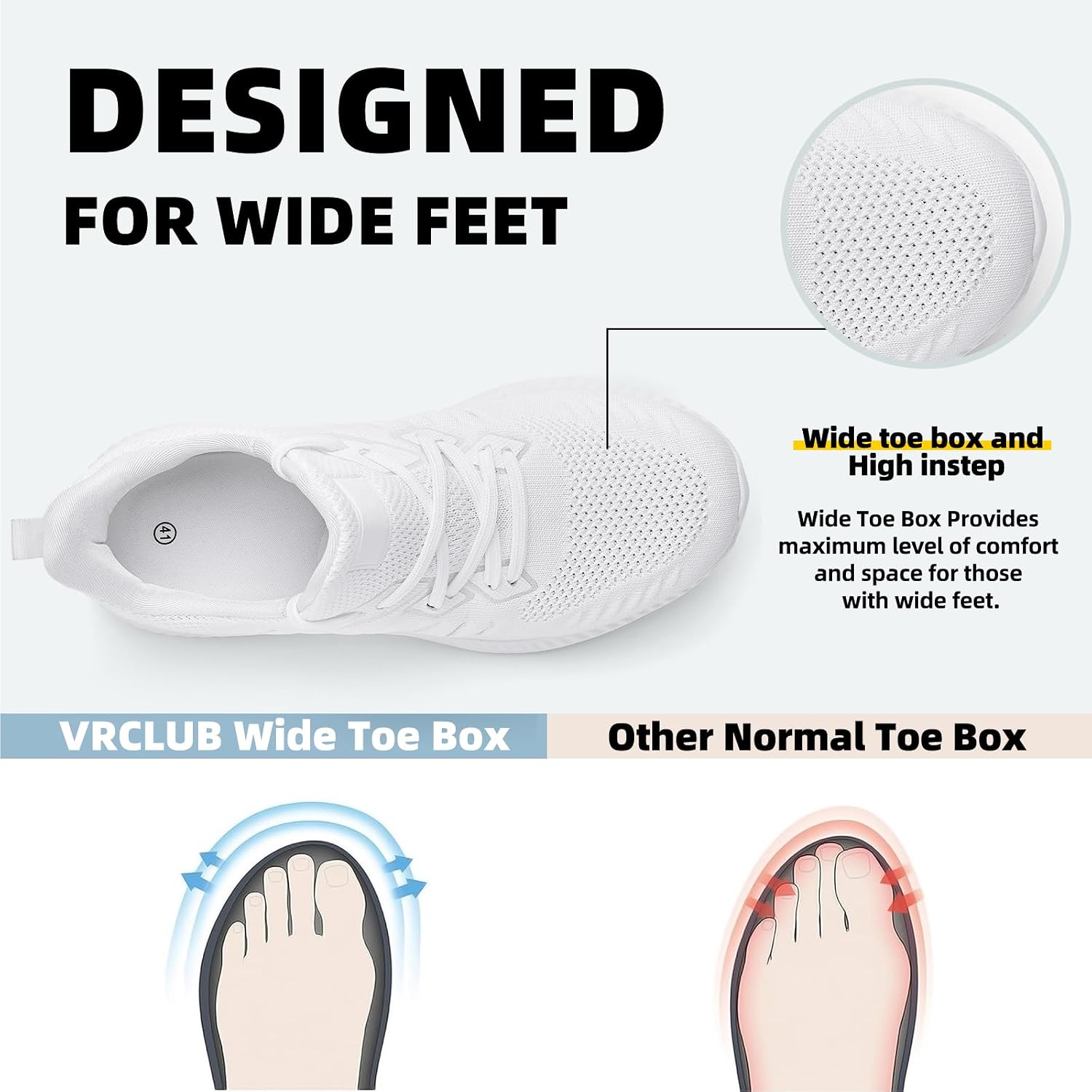 VRCLUB Mens Wide Sneakers - Slip On Walking Shoes Breathable Non Slip Tennis Running Shoe Ultra Lightweight Comfortable Workout Gym Jogging and Casual Sports