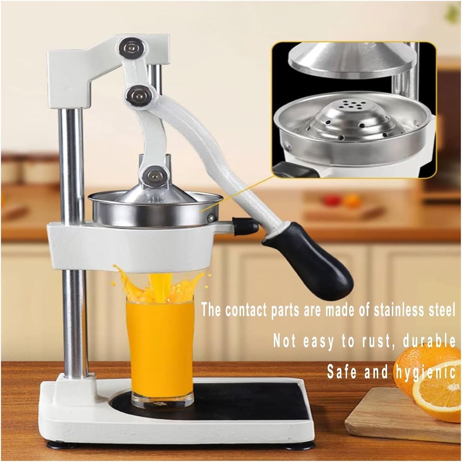 Cast Iron Citrus Juicer, Hand Press Juicer Machine, Manual Orange Juicer Stainless Steel Juice Squeezer Thick Solid Base Removable Cleaning