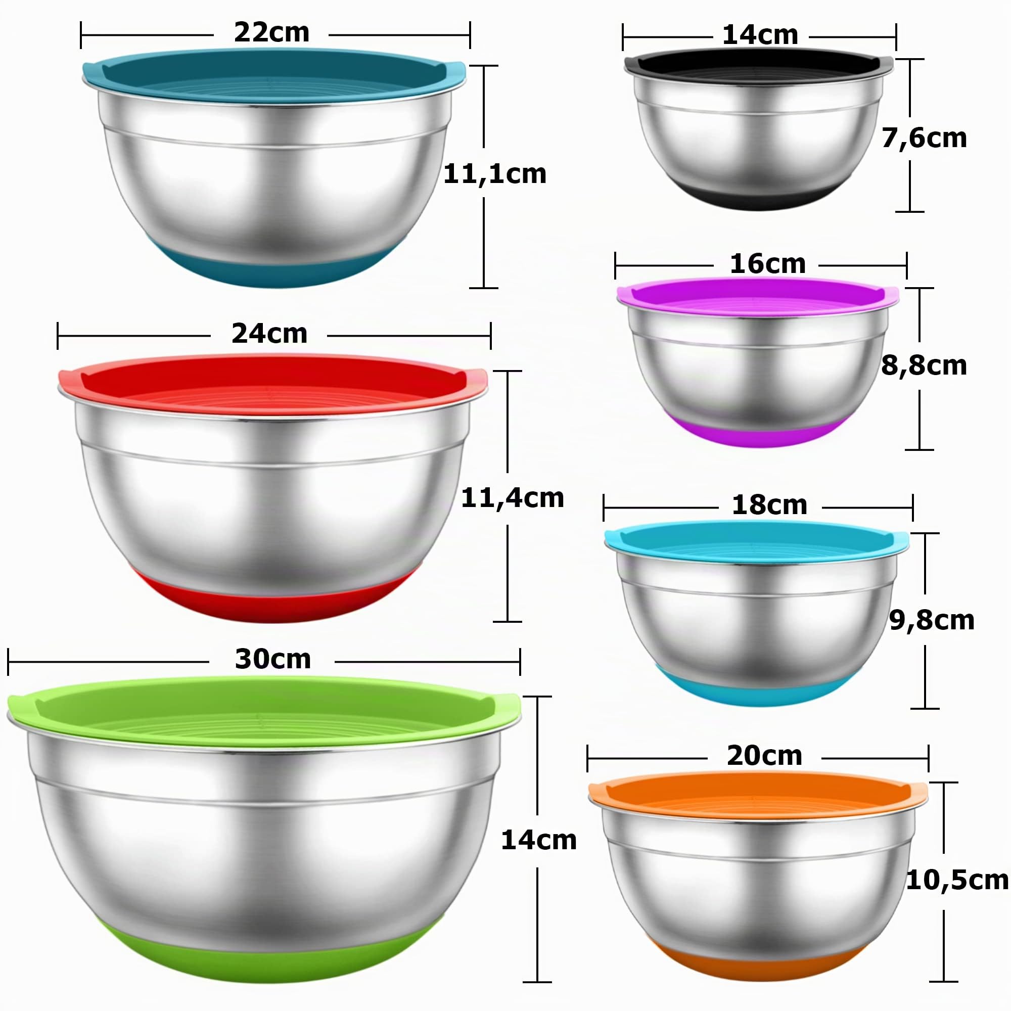 TEAMFAR Set di 7 Ciotole in Acciaio Inox