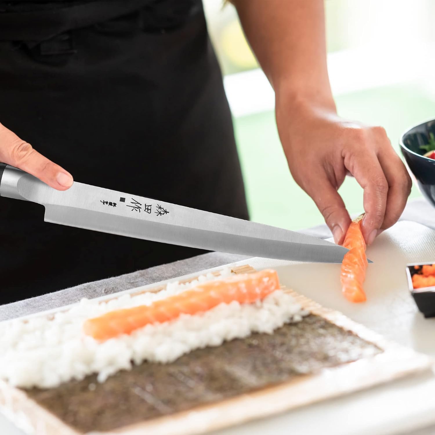 Sushi Knife 9.5 inch(240mm), Sashimi Knife with High Carbon Stainless Steel Blade and Ergonomic Handle for Cutting Sushi & Sashimi, Fish Filleting - Image 6