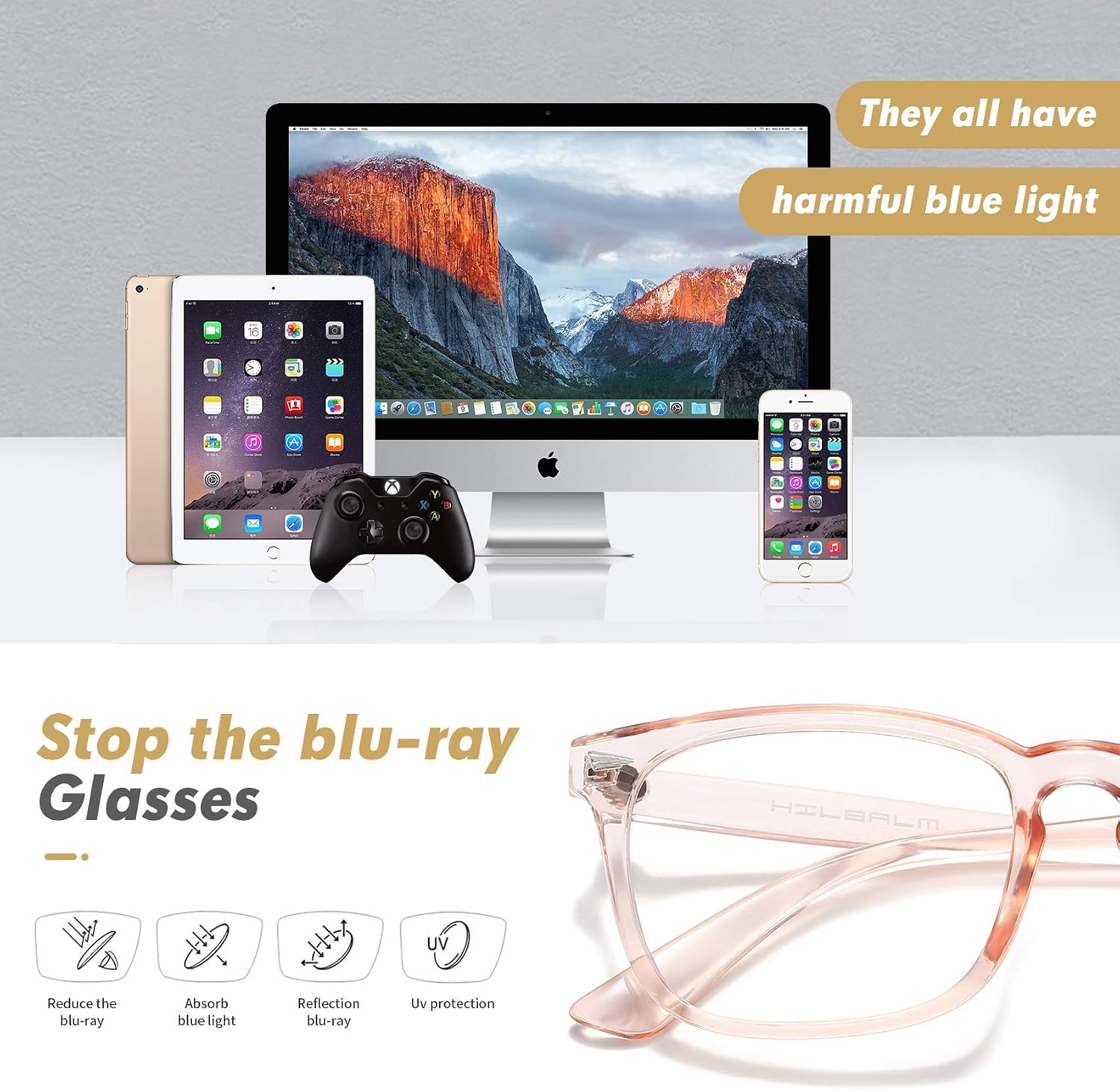 Hilbalm Blue Light Blocking Glasses 3 Pack Womens Computer Eyeglasses man Frame Glasses