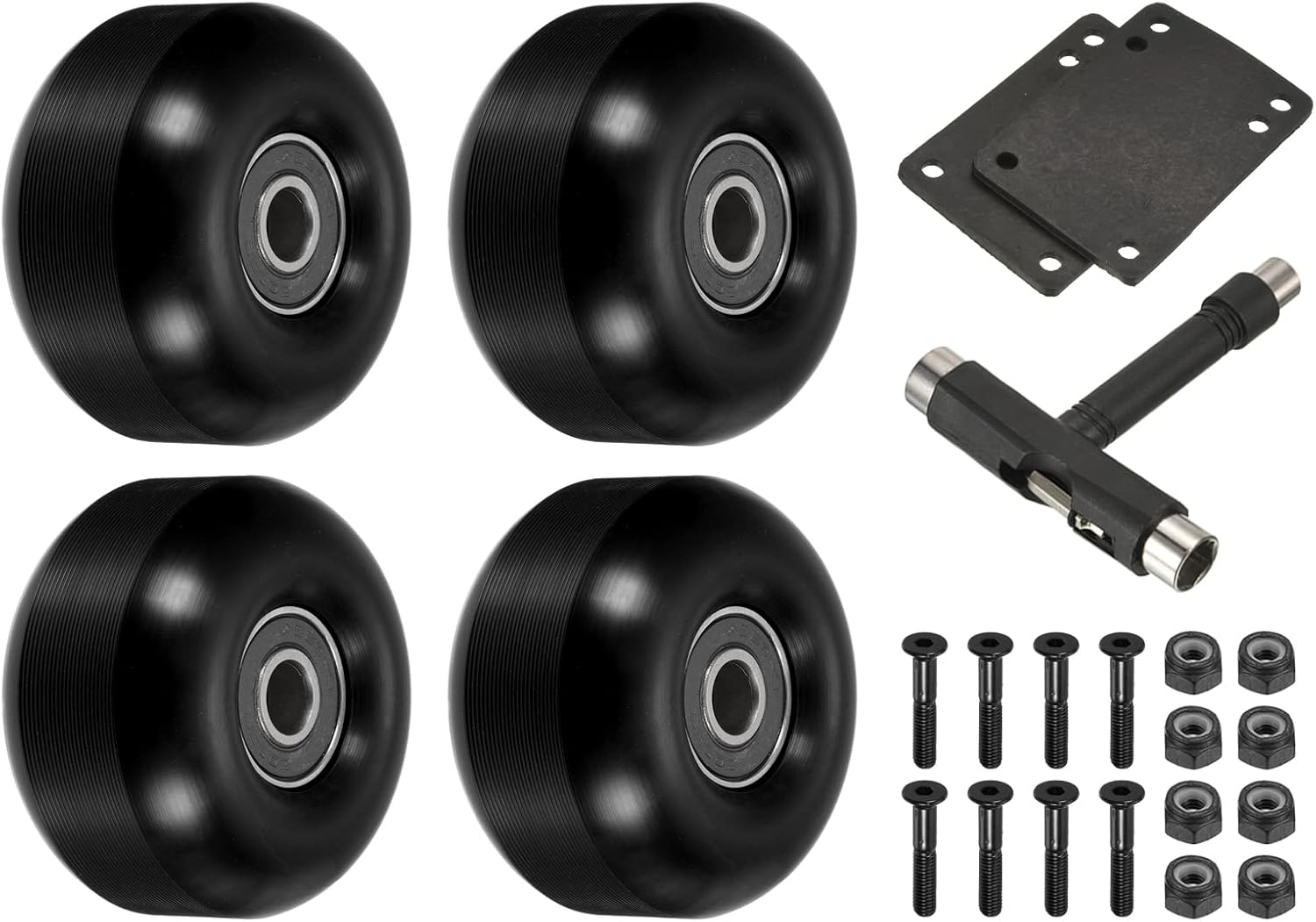 PATIKIL Skateboard, 16 Bearing Spacers and 40 Washers, Long Plate Speed Washers, Scooter Axle, Skateboard Replacement Accessories, Longboard Bearings, Trucks & Wheels, Black