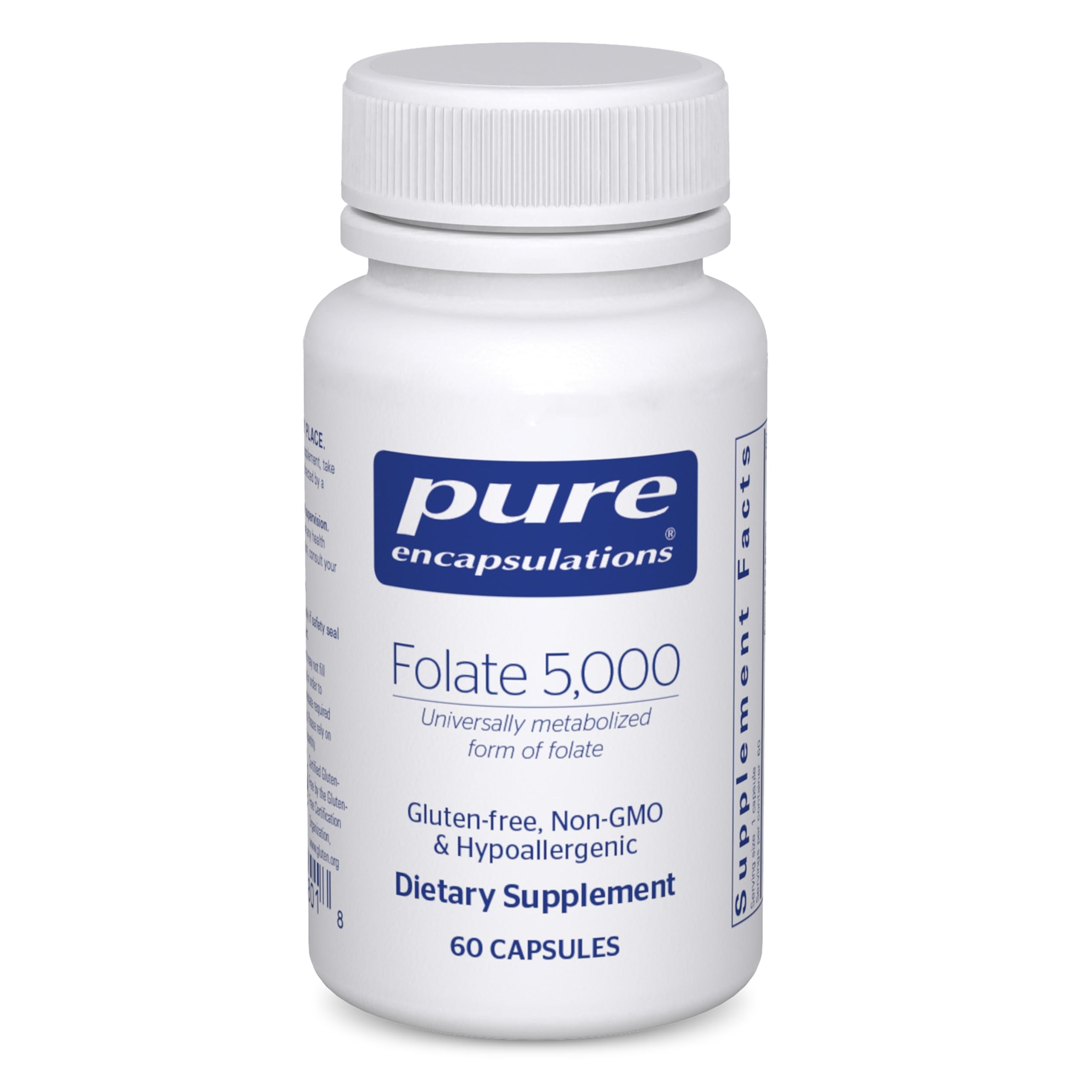 Pure Encapsulations - Folate 5,000 - Activated Vitamin B9 as 5-Methyltetrahydrofolate (5-MTHF) - 60 Capsules