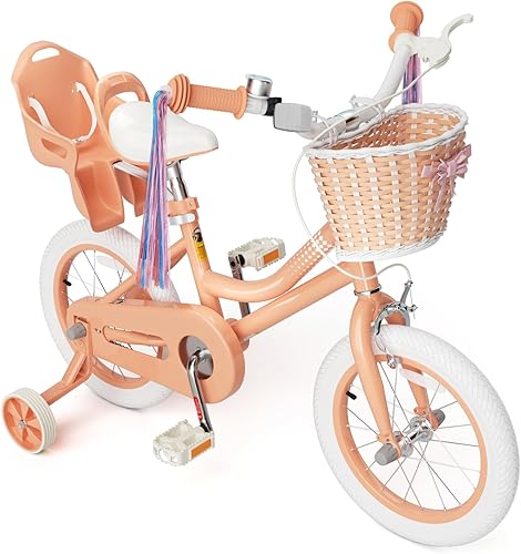 Miniatura 10 de KORIMEFA Toddler Kids Bike for Ages 2-8 Years Girls with Doll Seat and Basket, 12 14 16 Inch Bicycle with Training Wheels, Little Small Princess
