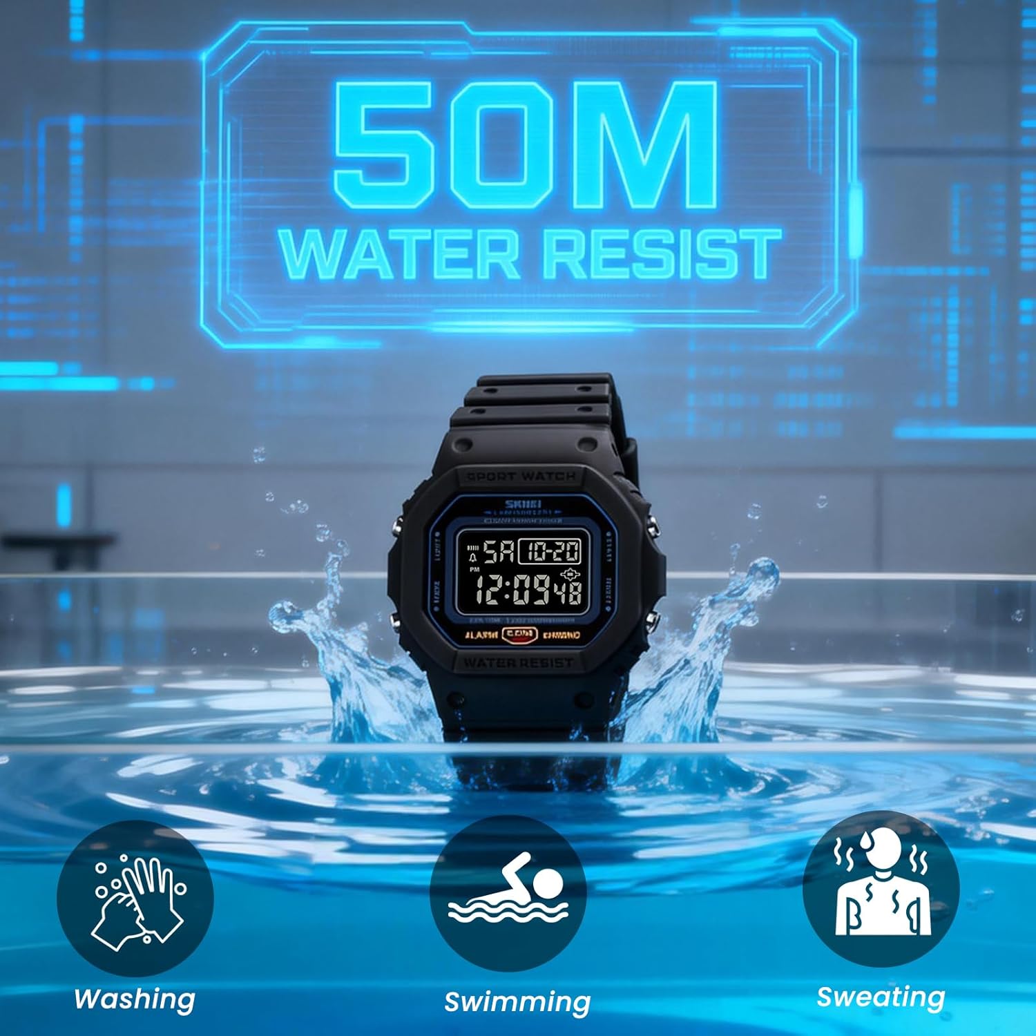 SKMEI Men's Watch Military Digital Watches for Men Multi Funcion Waterproof Mens Sports Watches Calendar Lunminous