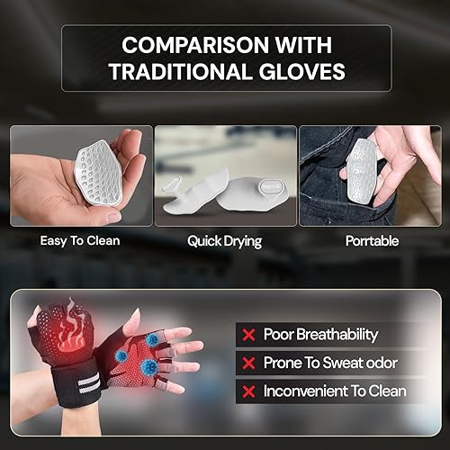 Miniatura 4 de Agarres ergonómicos de gimnasio para hombres y mujeres - Agarres de levantamiento de pesas de silicona suave para mancuernas, pesas, dominadas, peso