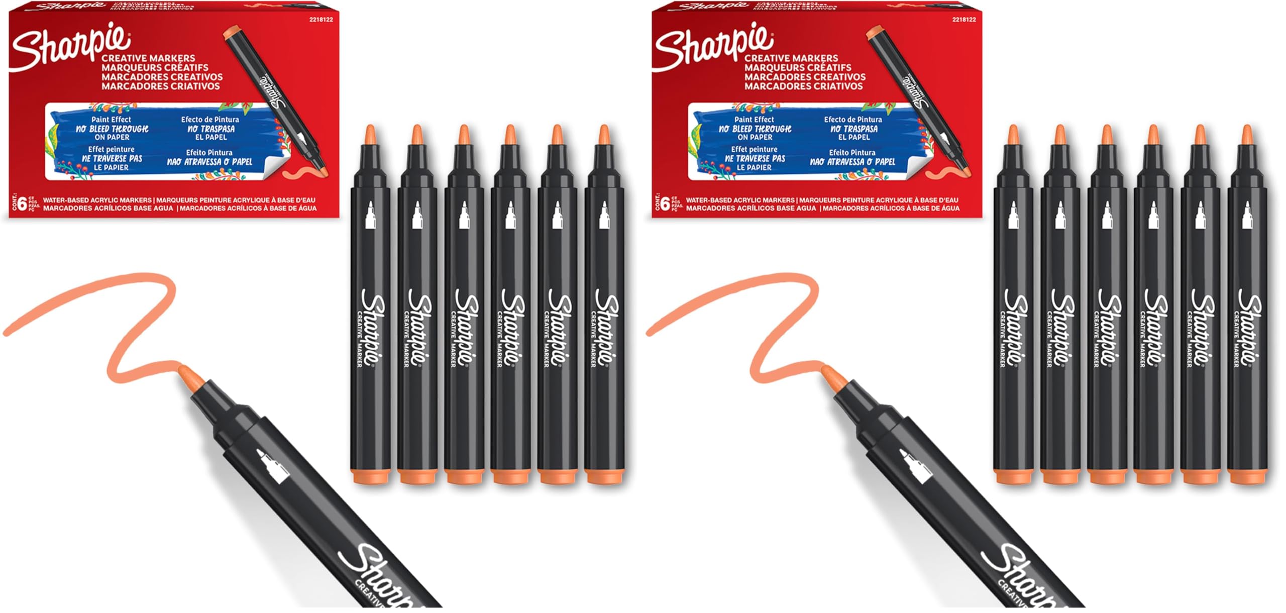 SHARPIE Akrilik markör, Yuvarlak uç, Turuncu (2 paketi)