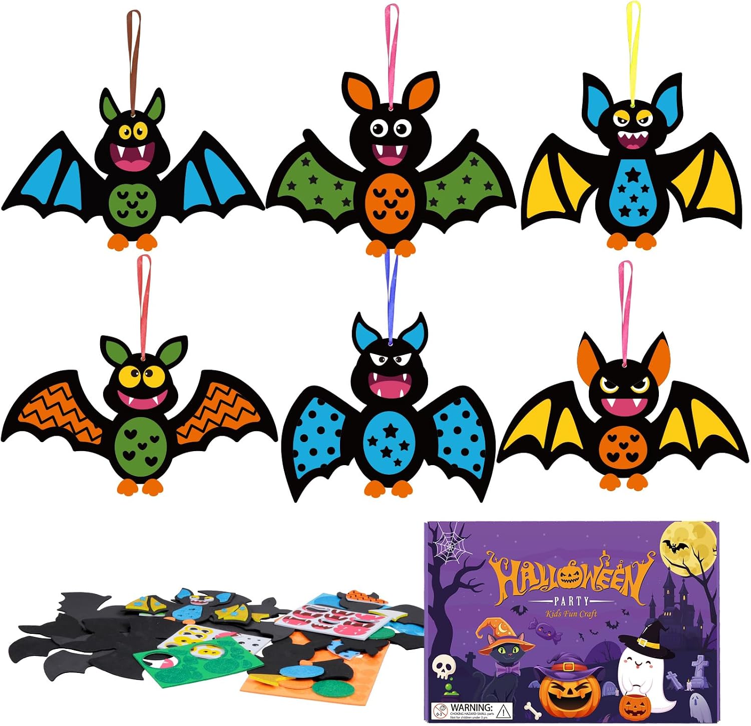 Fennoral 12 Pack Bat Crafts for Kids Bat Crafts Kits Make You Own Bat Foam Stickers Ornament DIY Arts and Crafts for Kids Girls Boys Halloween Party Supplies Halloween Decoration