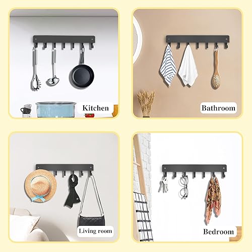 Miniatura 7 de Soporte para llaves de pared, ganchos para llaves con 7 ganchos, no requiere taladrar, soporte para llaves autoadhesivo, soporte de pared para