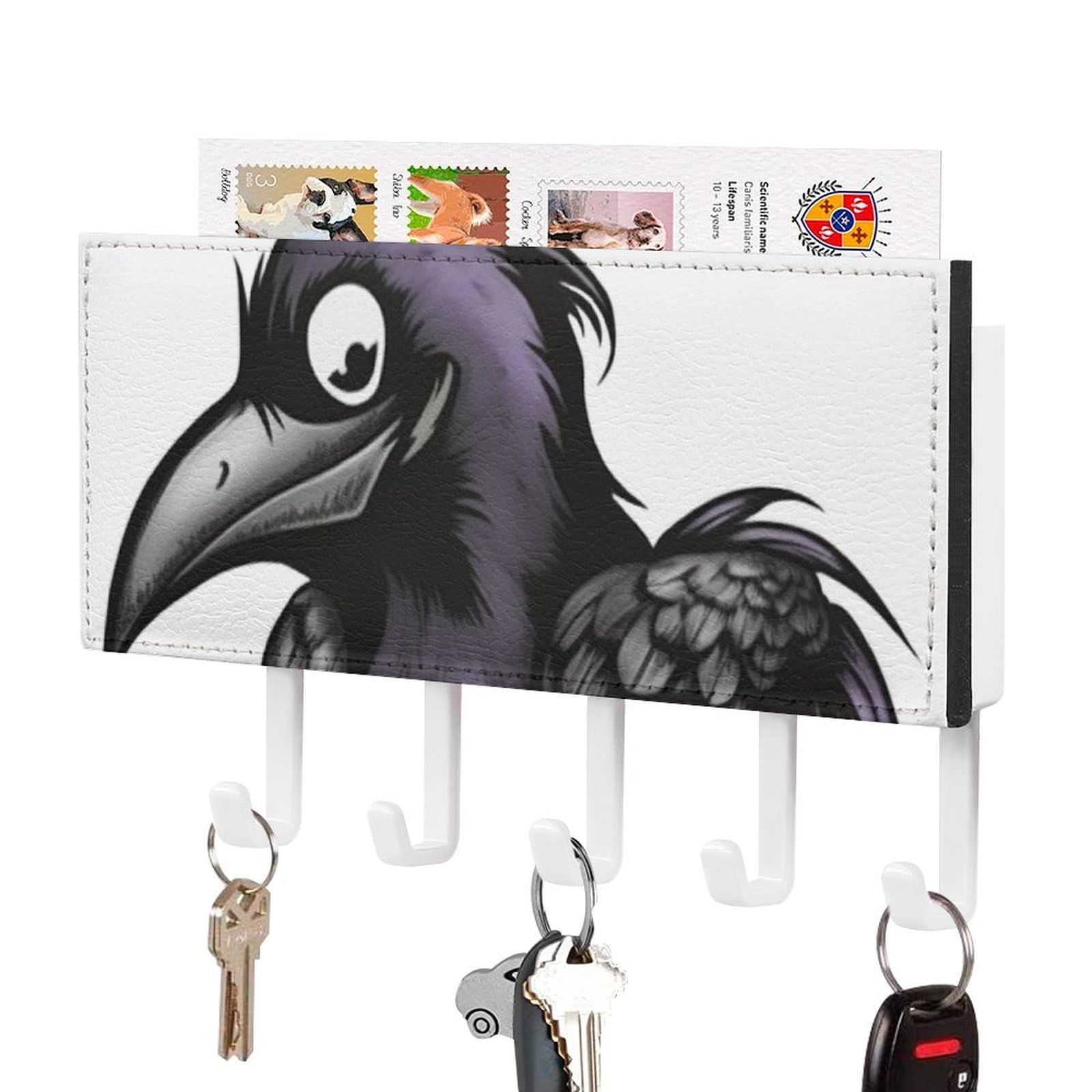 Colgador de llaves para pared Ravens con 5 ganchos negros para la entrada de casa