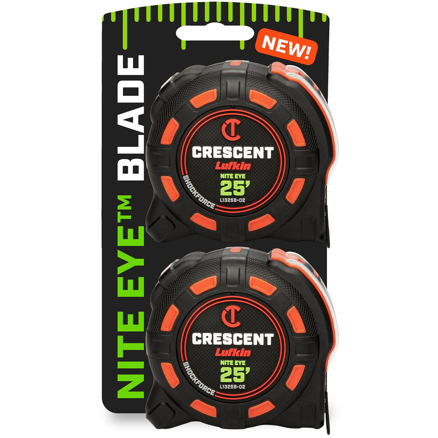 Crescent Lufkin 25' SHOCKFORCE NITE EYE Tape Measure 2 Pk | L1325BSET2V-02