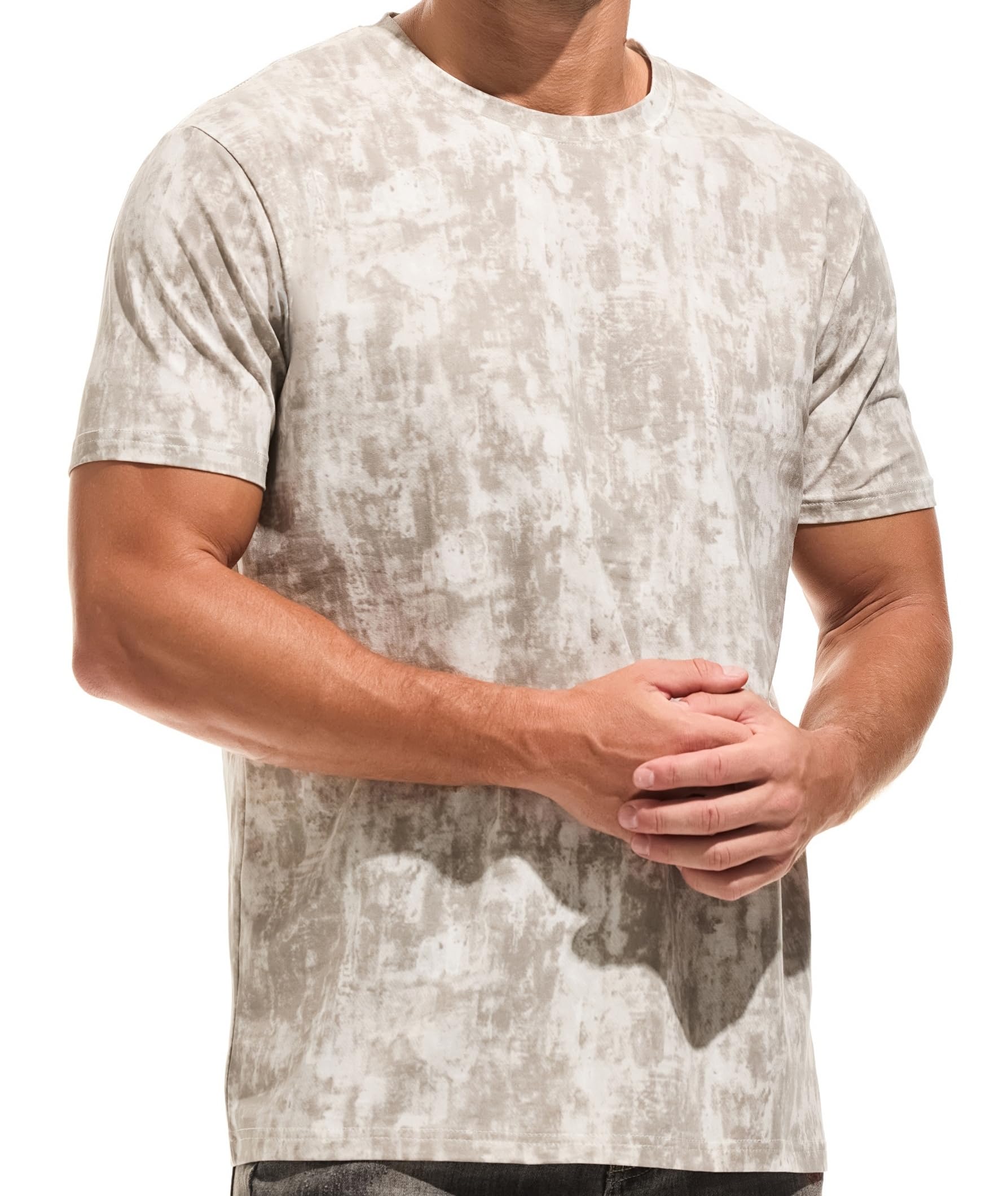 RONOMO Herren T-Shirt 95% Baumwolle 5% Spandex, Mikroelastik, Hautfreundlich