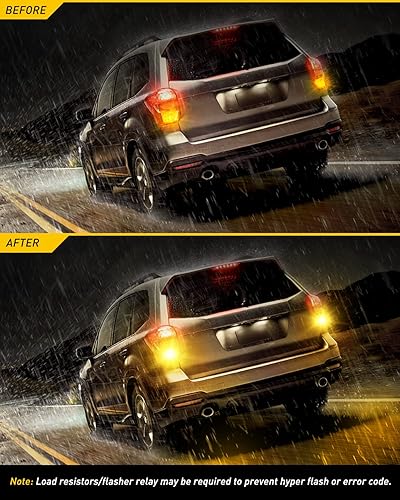 Miniatura 4 de AUXITO Bombillas LED 7443 7440 T20 7440A amarillo ámbar brillante 7441 7444 7444NA W21W bombilla LED con proyector para señal de giro delantera