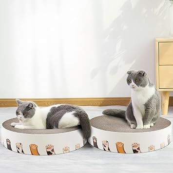 2 in 1 Cat Scratcher Bed, Round Cardboard Scratching Board Nest