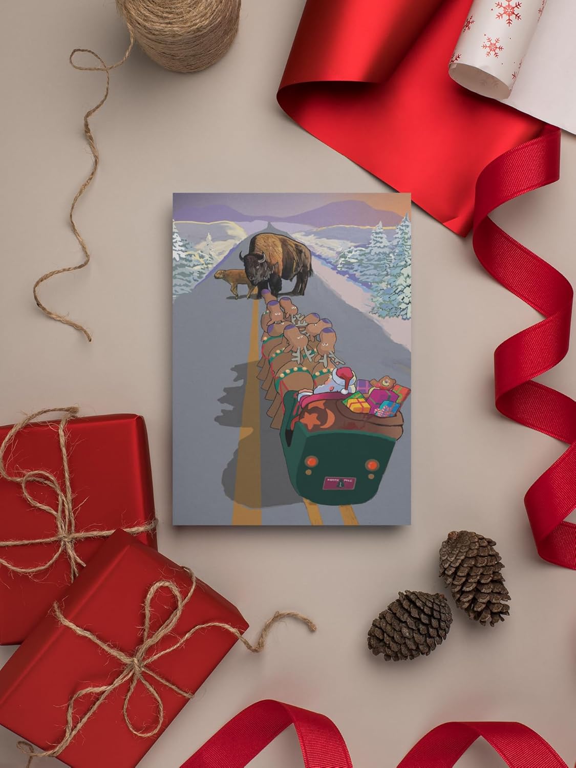 Stonehouse Collection Personalized Buffalo Christmas Card, Customized Holiday Greeting, Personalized Plains Christmas Card, USA Made, 24 Count, 5 x 7 inches (Personalized)