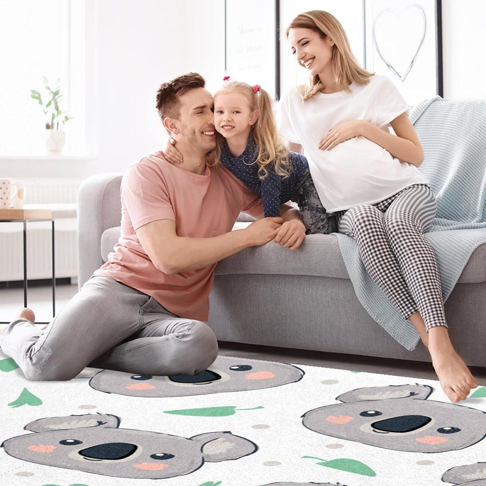 Schattig Koala Vloerkleed met antislip achterkant, zachte absorberende vloertapijten onder bureau/tafel voor kinderkamer, decoratieve tapijten 1,5 m x 2,1 m