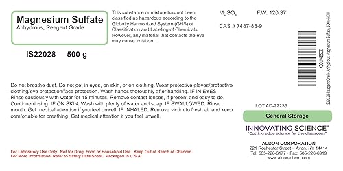 Miniatura 2 de Sulfato de magnesio anhidro de grado reactivo, 17.64 oz - The Curated Chemical Collection