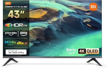 Xiaomi TV F Pro 43, 43 Zoll (101 cm), 4K UHD QLED, Smart TV, Fire OS8, Triple Tuner DVB-C/S/S2/T/T2,HDR10+, MEMC, Sprachsteuerung mit Alexa, 2GB+32GB, Kompatibel mit Apple AirPlay