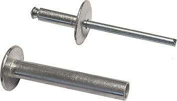 3/16" DIA X 1.250-1.437 GRIP RANGE - STEEL RIVET/STEEL MANDREL/STEEL TUBULAR COMPONENT - 2 PIECE MATE RIVET PACK OF 100 PIECES