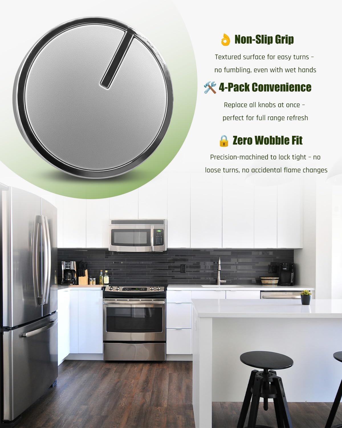 4 Pcs WPW10437088 W10437088 Range Surface Burner Control Knob Fit for Whirlpool Ranges Knobs Replace W10437088 3020323 PS11754724
