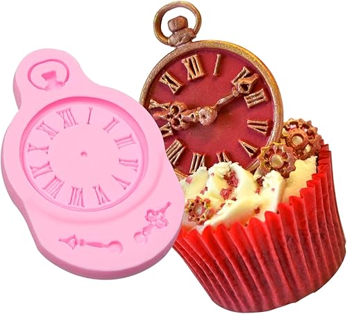 Miniatura 7 de 3 moldes de silicona de chocolate para reloj de bolsillo, moldes de reloj mecánico para fondant para decoración de pasteles de cumpleaños,