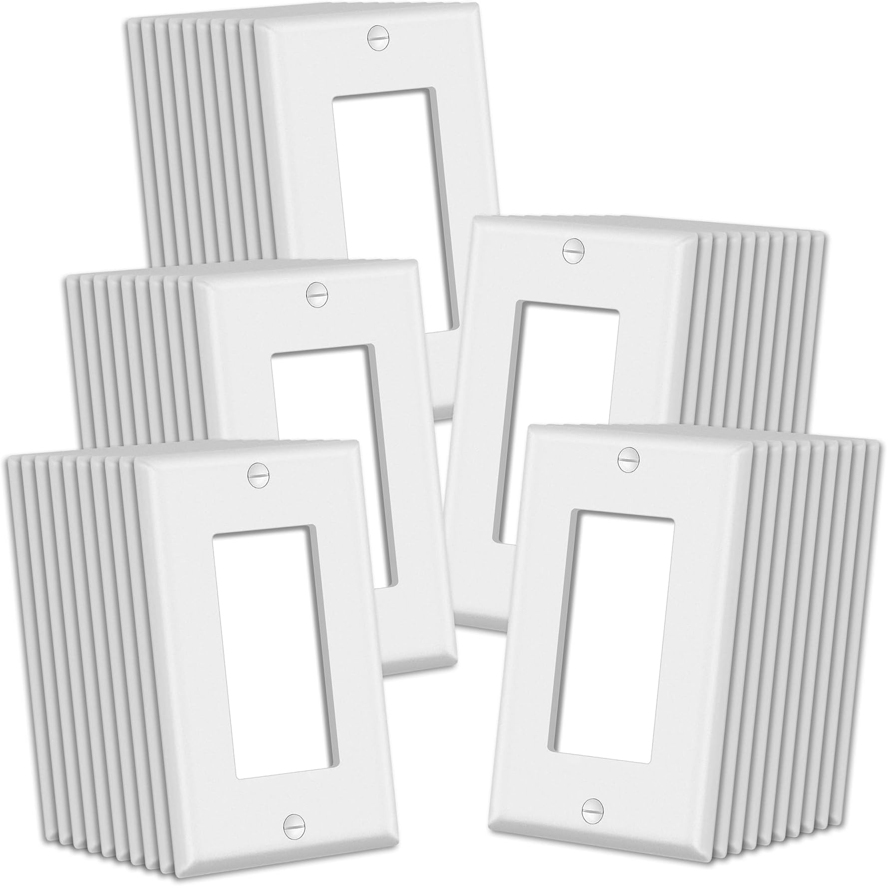 CML Matte White Decorator Wall Plates, 50 Pack Electrical Outlet Receptacle Covers, 1-Gang Switch Plates, Standard Size 2.76” x 4.5”, Impact Resistant, UL Listed, Contractor Pack