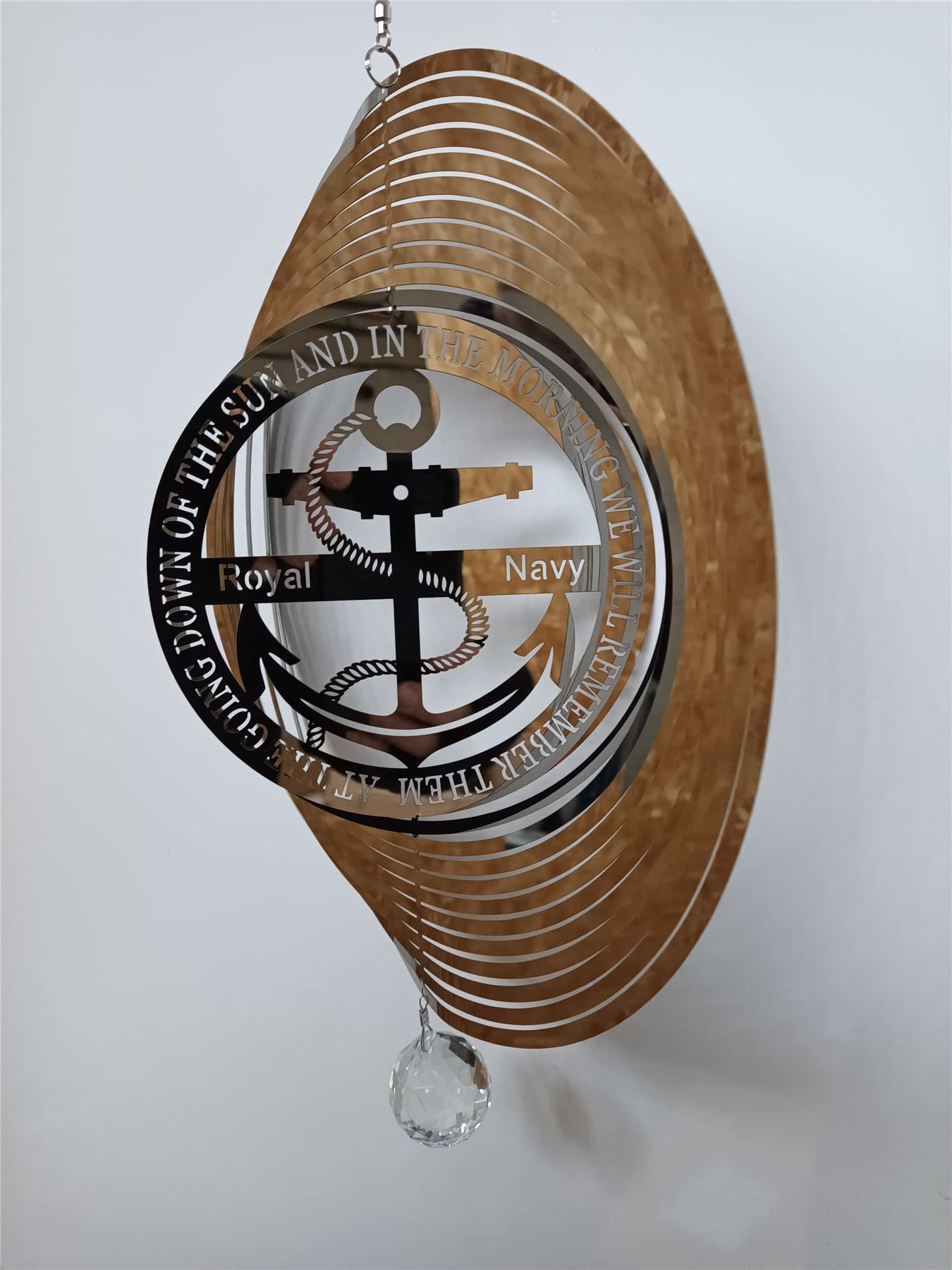 Royal Navy Remember Them Stainless Steel Metal Garden Wind Spinner With Crystal Suncatcher - Great Garden Decor Ornament Part Of The Hanging Decorations and Hanging Ornaments Range - Image 4