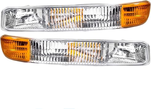 N&P Front Parking Light Turn Signal Lamp Assembly Set for 99-02 Silverado 00-06 Tahoe & Suburban Pickup Truck Chrome