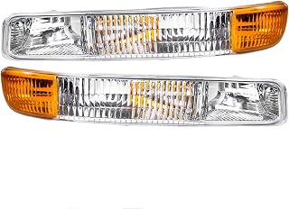 N&P Front Parking Light Turn Signal Lamp Assembly Set for 99-02 Silverado 00-06 Tahoe & Suburban Pickup Truck Chrome
