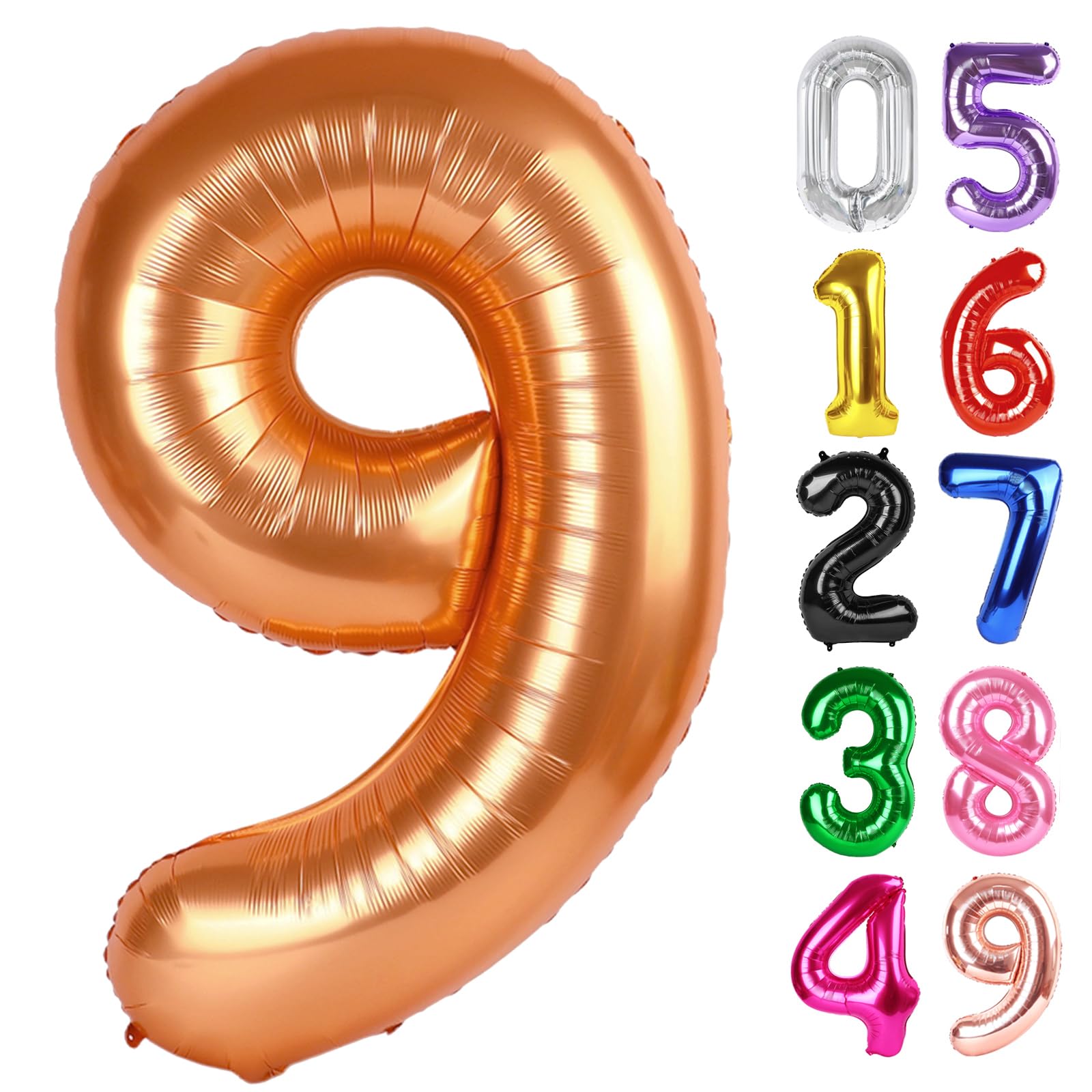 Orange Number 9 Balloon 40 Inch, 9th Birthday Party Decorations Men Women