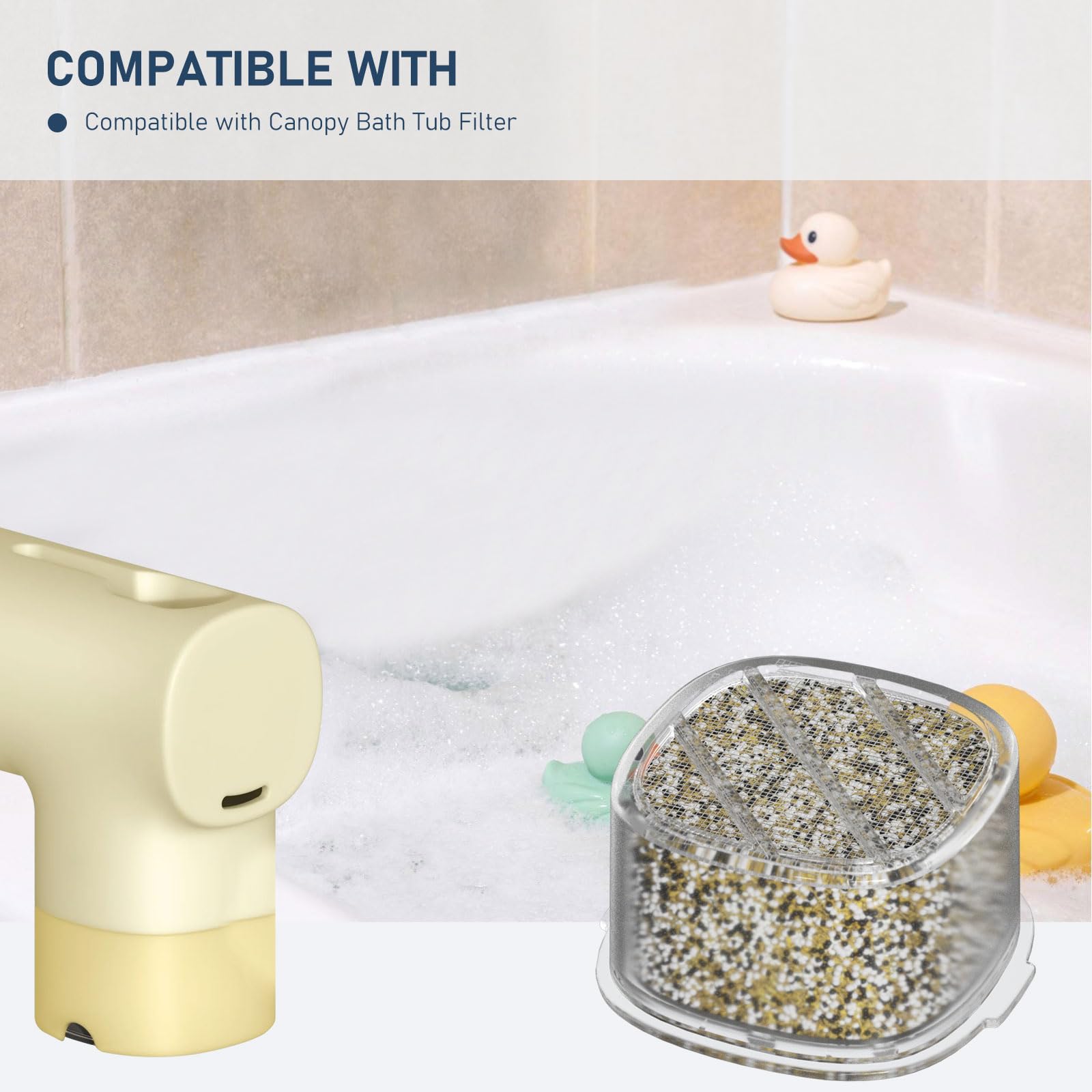 Cartucho de dispositivo de filtro para bañera de bebé compatible con todos los cabezales de ducha de tina, filtro suavizante de agua para agua dura, reduce el cloro y sustancias nocivas, paquete de 2