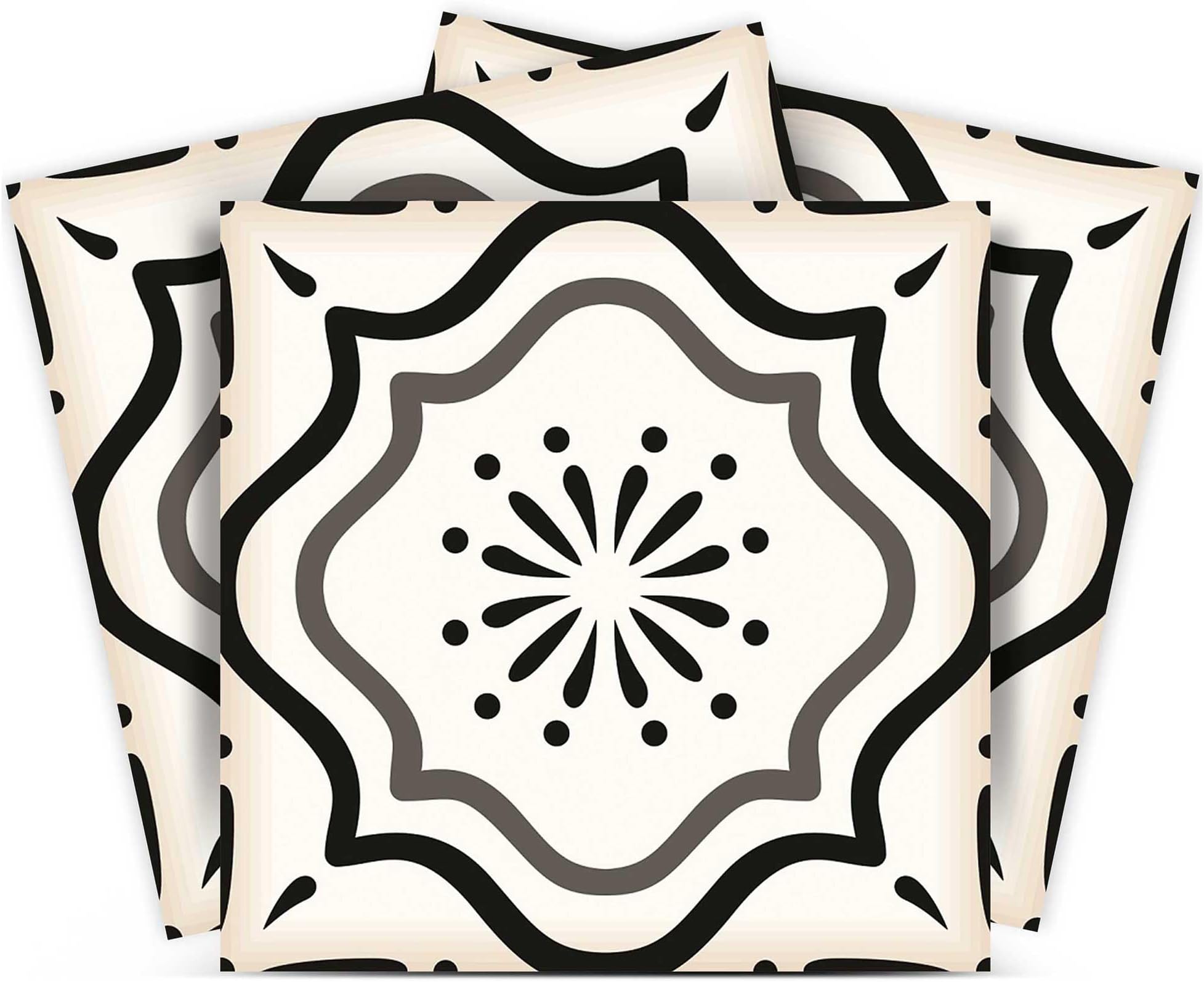 Black & White Collection Peel and Stick Tile Stickers 24 PC Set backsplash Tile Decals Bathroom & Kitchen Vinyl Wall Decals Easy to Apply Just Peel & Stick Home Decor (Black & White B5, 8x8 Inch)