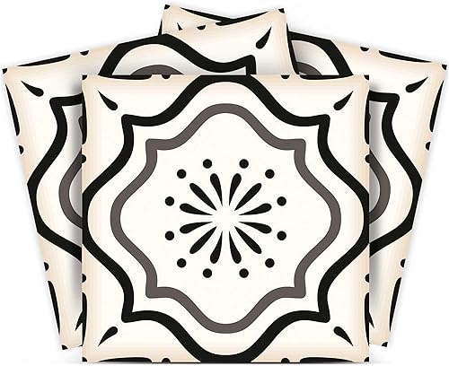 Mi Alma calcomanías para azulejos en blanco y negro para despegar y pegar calcomanías de azulejos, 24 unidades, para azulejos de baño y cocina,