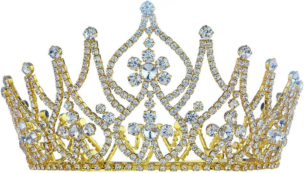 Bridal Pageant Beauty Contest Tall Gold Tiara Full Crown