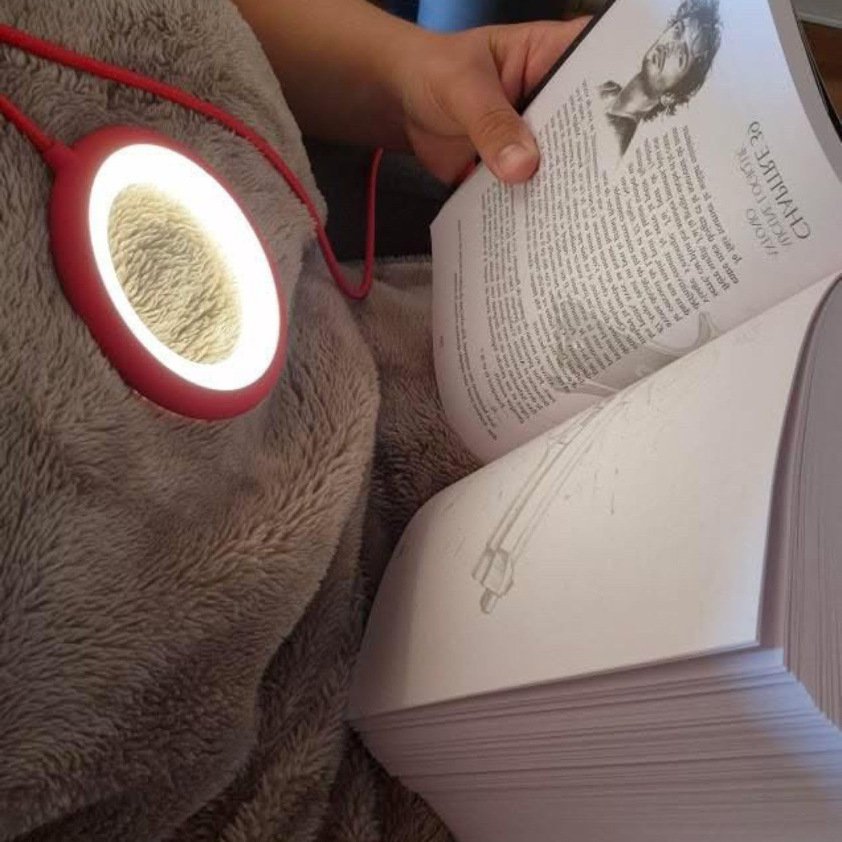 BILY Przenośna lampka do czytania LED, z gniazdem USB, z 3 trybami oświetlenia, do laptopa, smartfona, czerwona