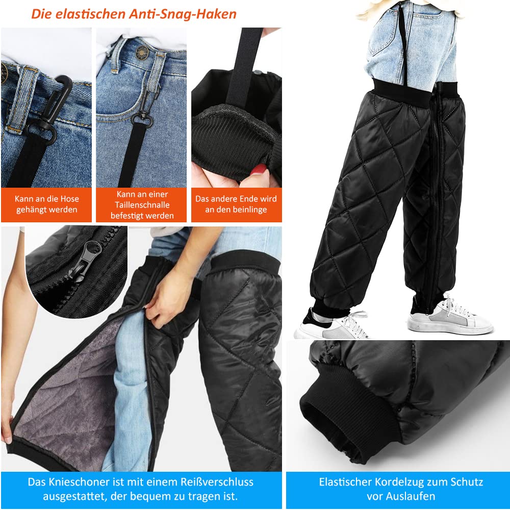 Calentadores de pierna para ciclismo, para invierno, para moto, para bicicleta, resistente al agua, cortavientos, calentadores de piernas, para exteriores, para hombre y mujer, Negro , Talla